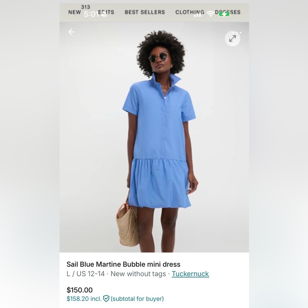 Tuckernuck Sail Blue Bubble Hem Mini Dress